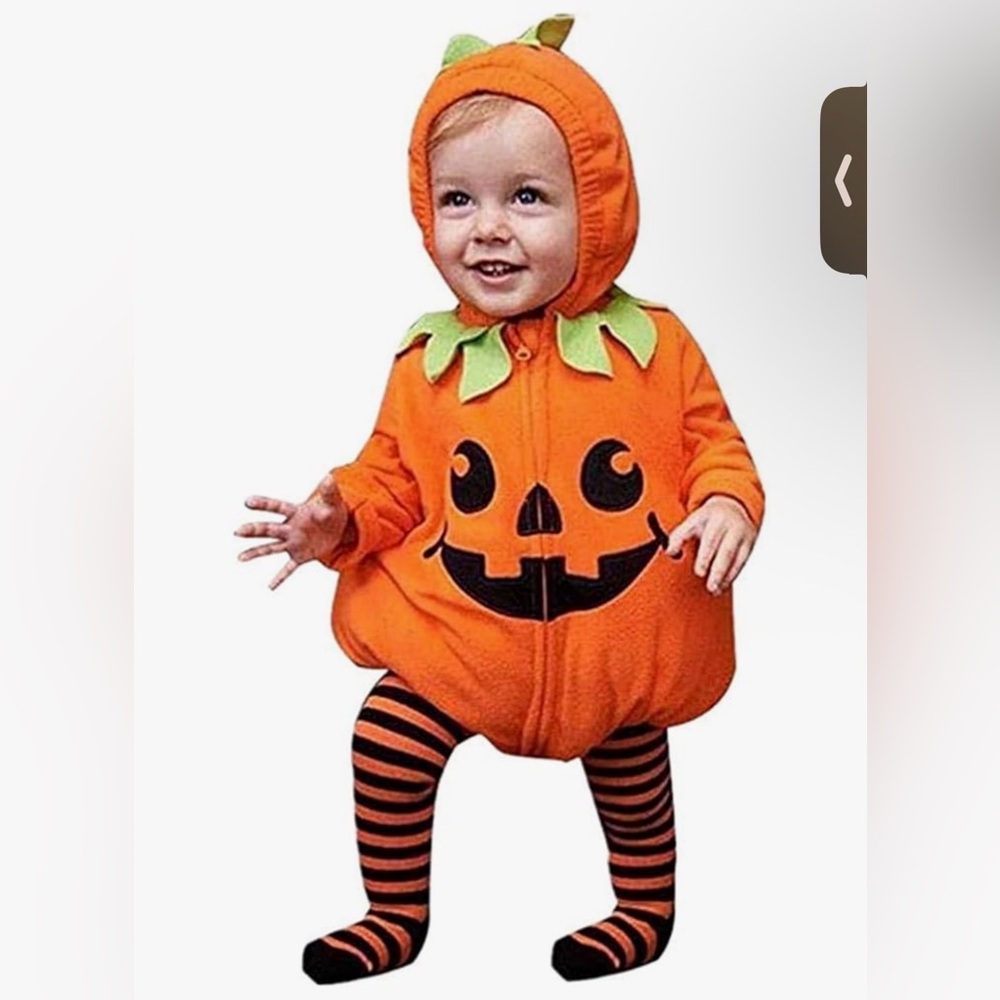 2Pcs Newborn Baby Boys/Girls Halloween (6-12 Pumpkin Costumes hoodie romper